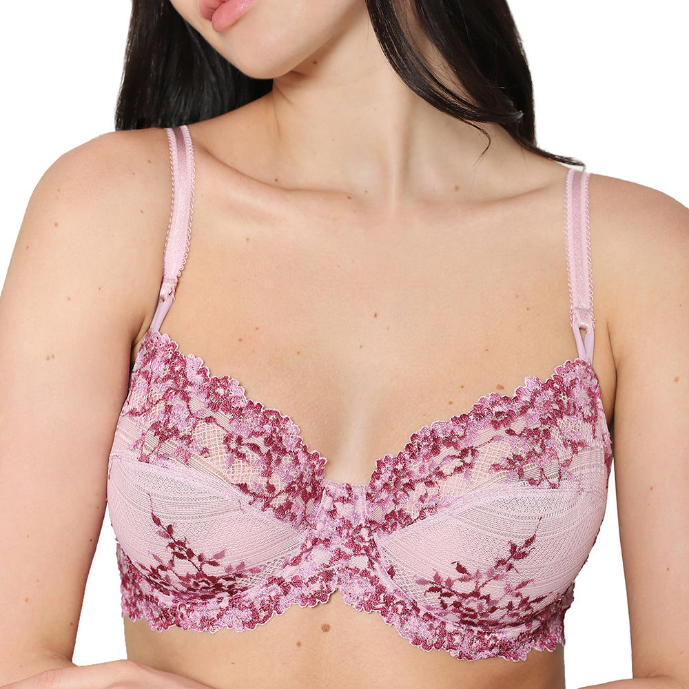 Embrace Lace Non Padded Wired 3/4th Cup Bridal Wear Medium coverage Fashion Bra - Pink