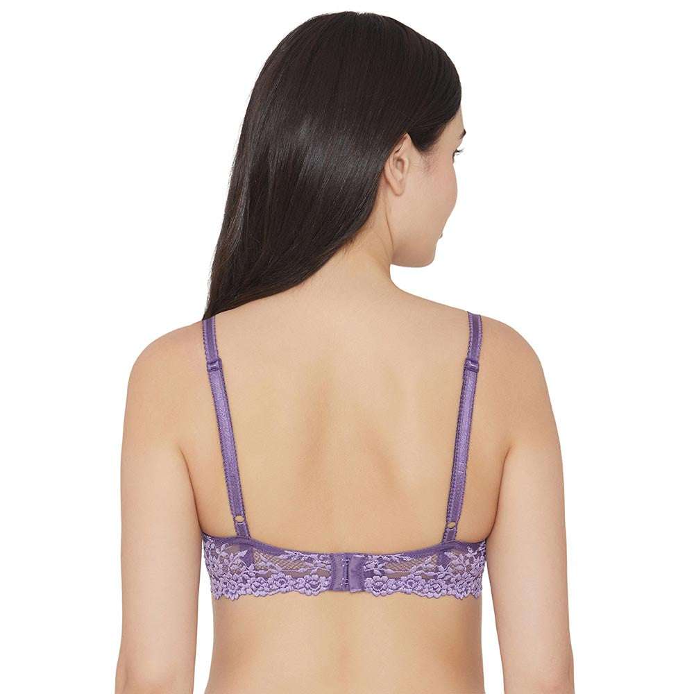 Embrace Lace Non Padded Wired 3/4th Cup Bridal Wear Medium coverage Fashion Bra - Purple
