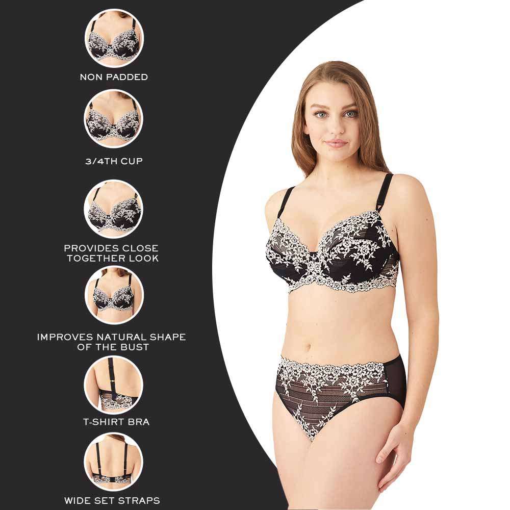 Wacoal Embrace Lace Underwire Bra 36C Unlined 65191 Black & Ivory Floral  Lace – IBBY