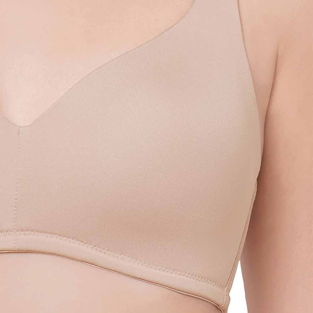 Basic Mold Padded Non Wired Full Coverage Everyday T-Shirt Bra - Beige