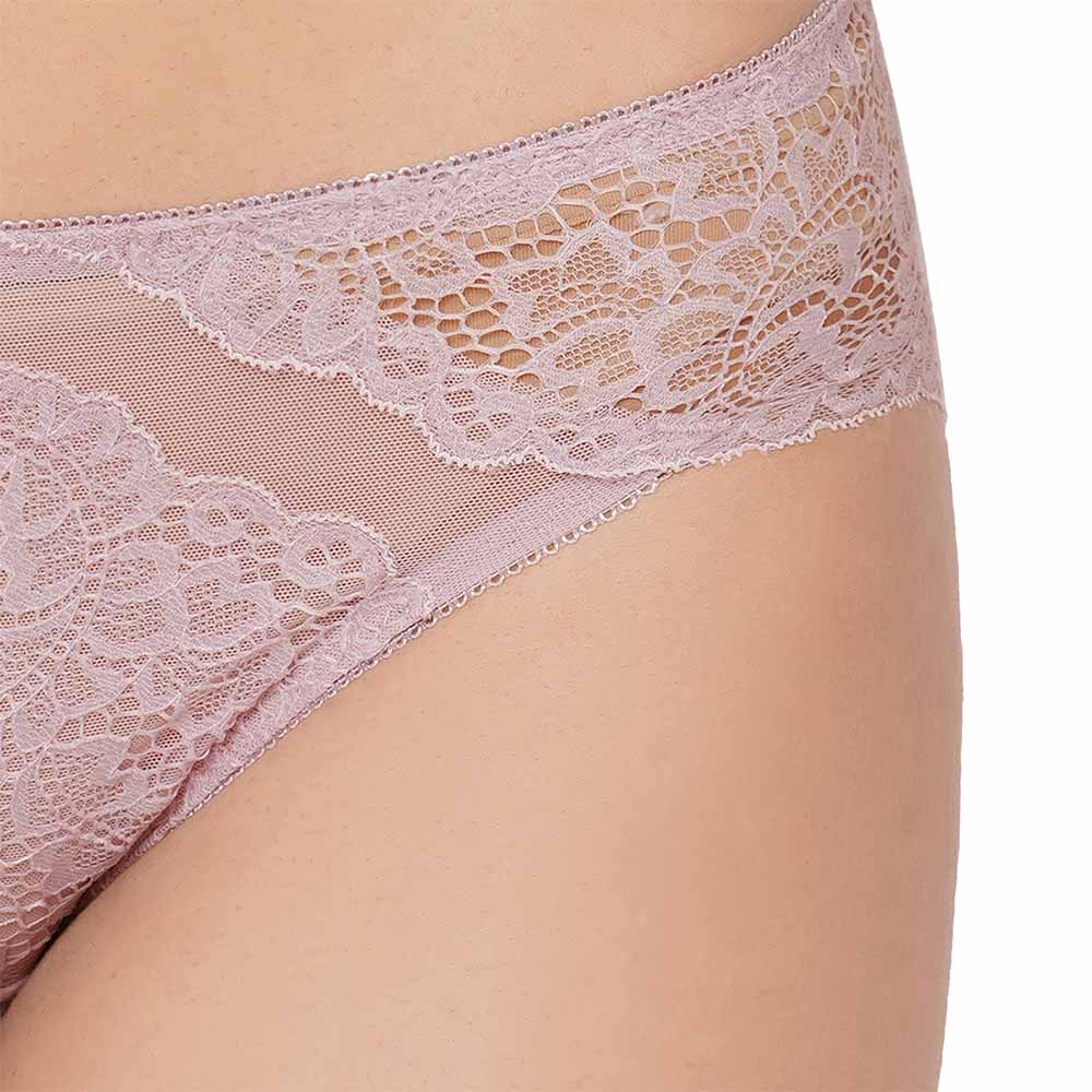 Emma Lace Low Waist Medium Coverage Bridal Wear Lace Bikini Panty - Light Purple