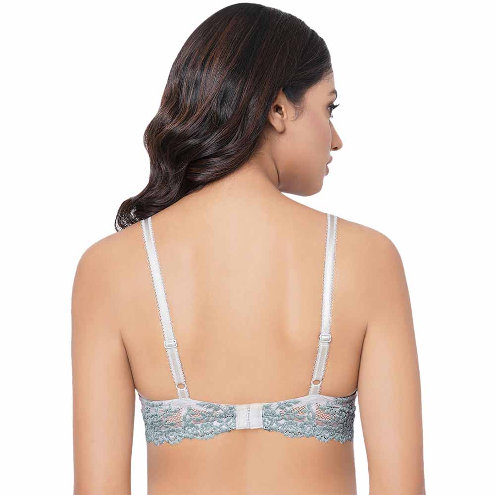 Embrace Lace Contour Padded Wired 3/4th Cup Everyday Wear Medium coverage T-Shirt Bra - Light Blue