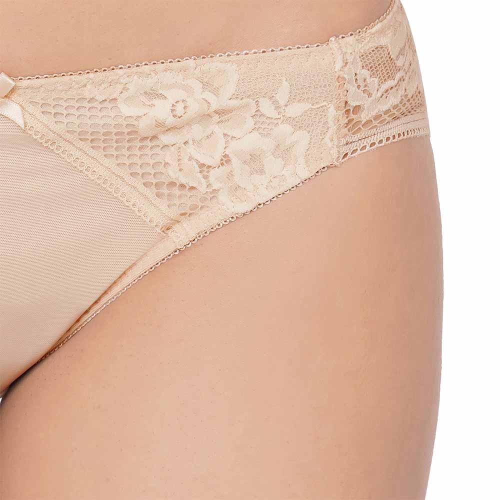 Evy Low Waist Medium Coverage Bridal Wear Lace Bikini Panty - Beige