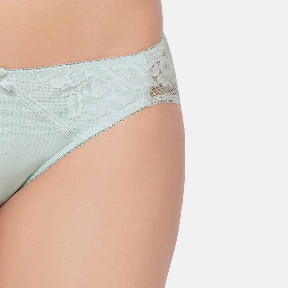Evy Low Waist Medium Coverage Bridal Wear Lace Bikini Panty - Mint Green
