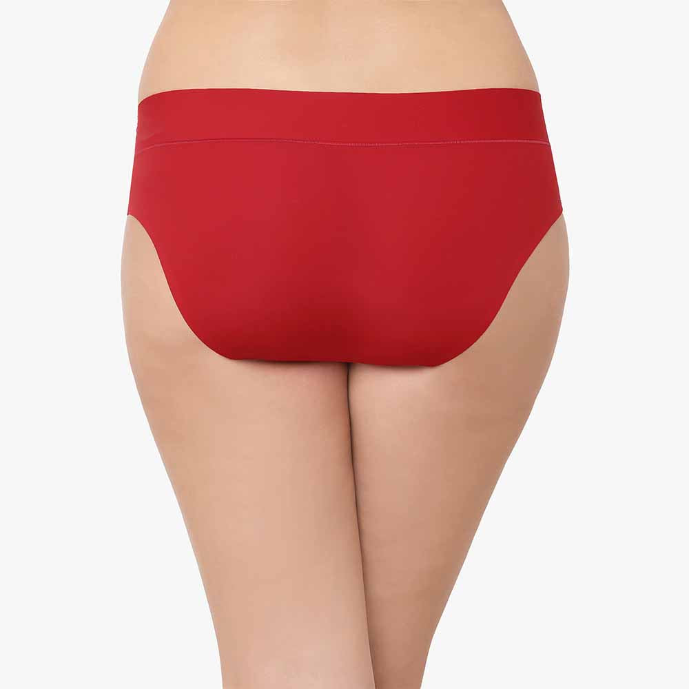 At Ease Mid Waist Medium Coverage Everyday Wear Hipster Panty - Red