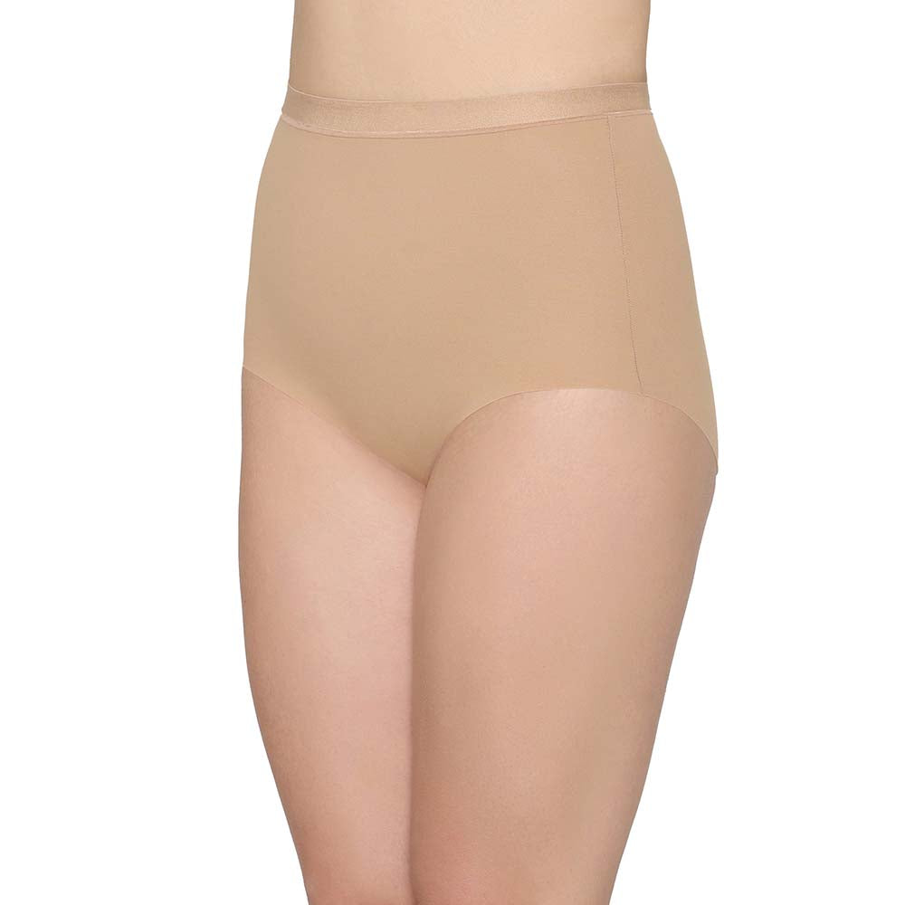Shape Revelation Mid Waist Full Coverage Firm Control Seamless Shaping Brief - Beige