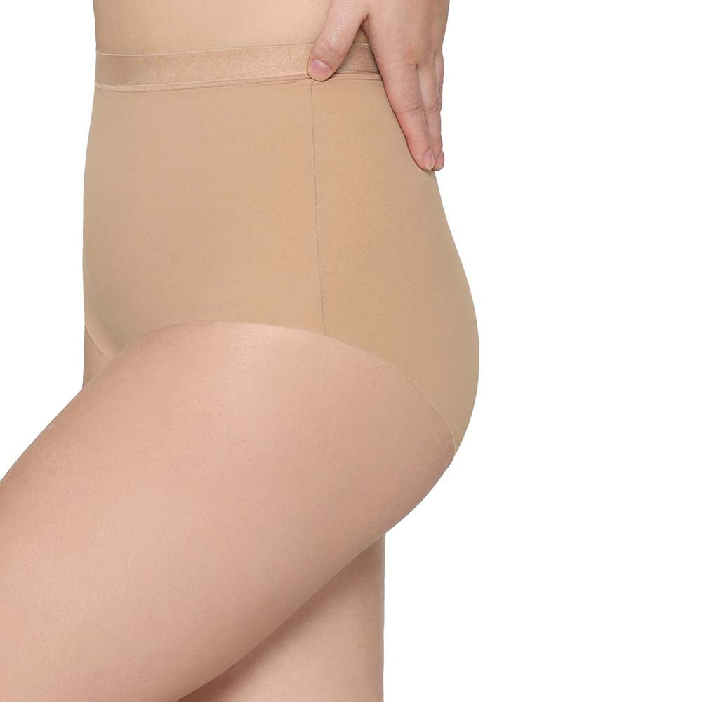 Shape Revelation Mid Waist Full Coverage Firm Control Seamless Shaping Brief - Beige