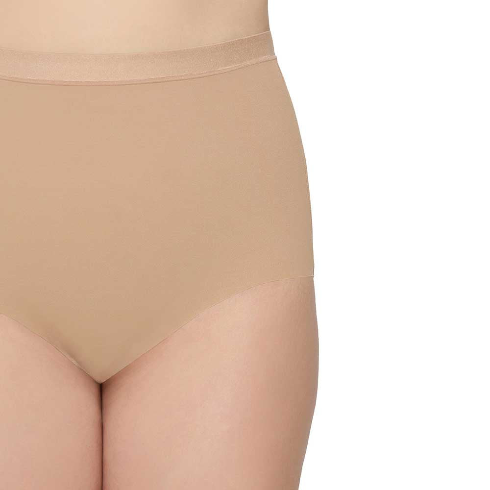 Shape Revelation Mid Waist Full Coverage Firm Control Seamless Shaping Brief - Beige