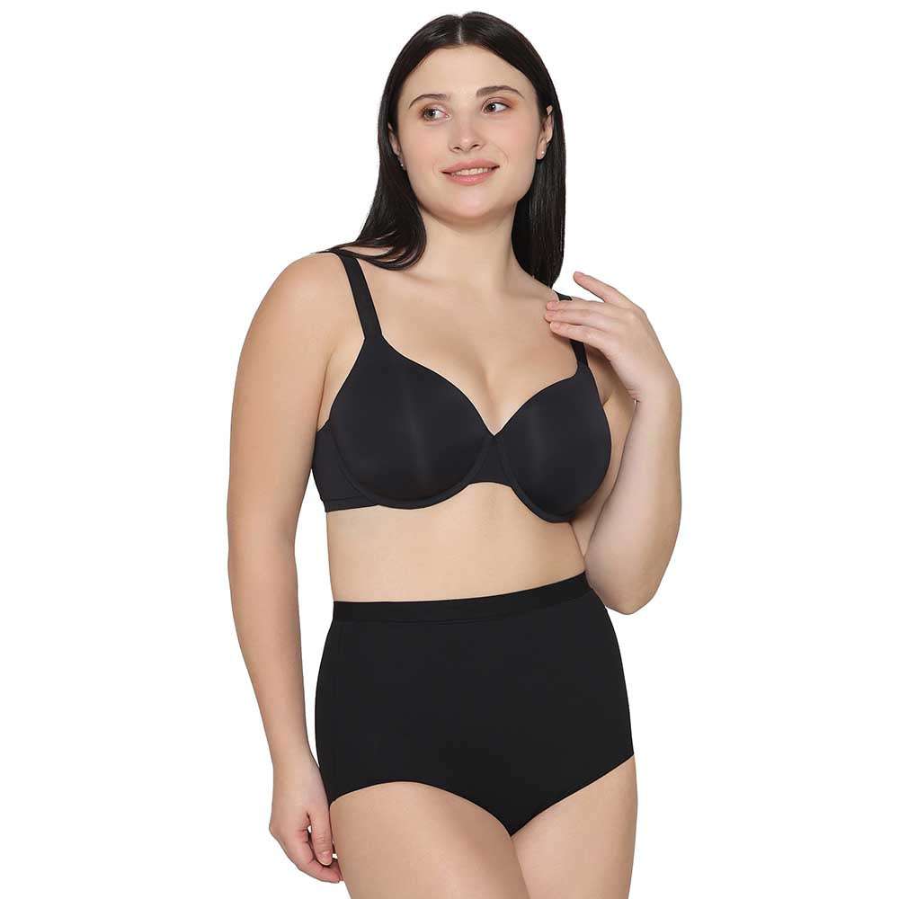 Shape Revelation Mid Waist Full Coverage Firm Control Seamless Shaping Brief - Black