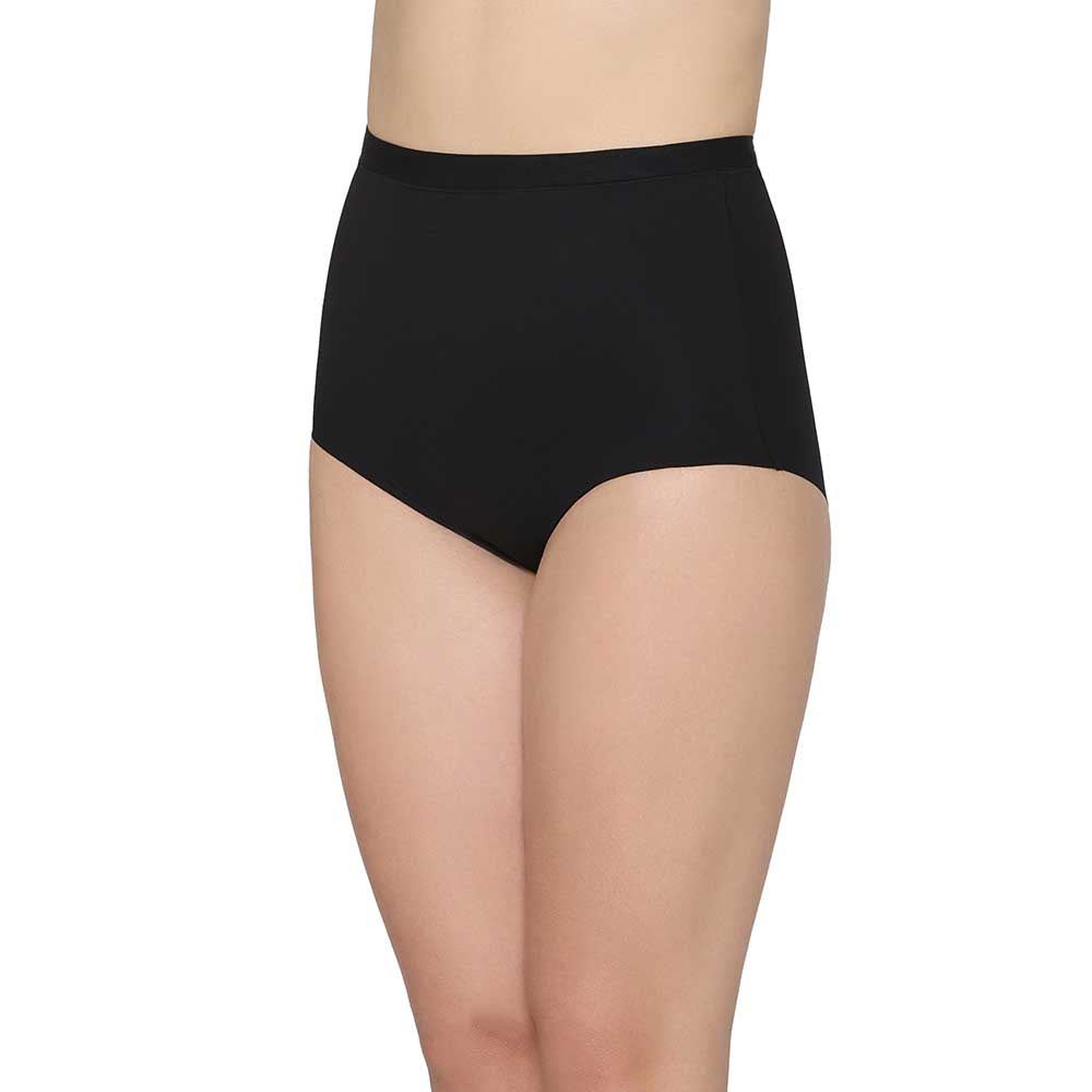 Shape Revelation Mid Waist Full Coverage Firm Control Seamless Shaping Brief - Black