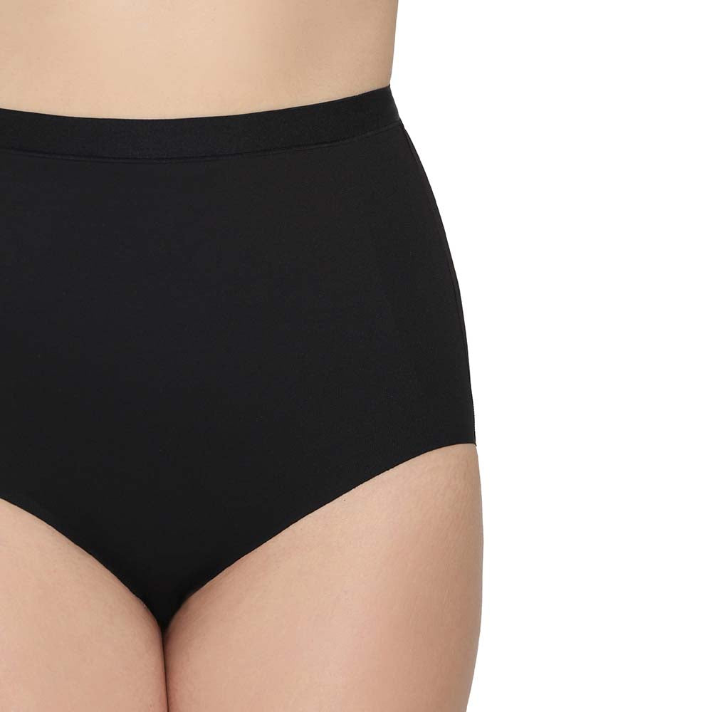Shape Revelation Mid Waist Full Coverage Firm Control Seamless Shaping Brief - Black