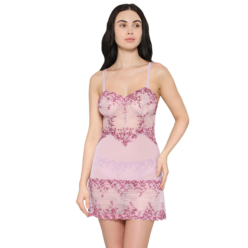 Embrace Lace Non Padded Non Wired Bridal Wear Short Lace Babydoll Chemise - Pink