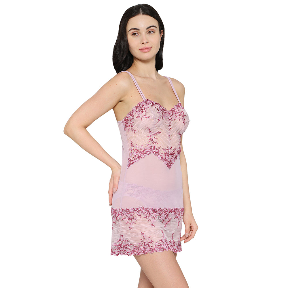 Embrace Lace Non Padded Non Wired Bridal Wear Short Lace Babydoll Chemise - Pink