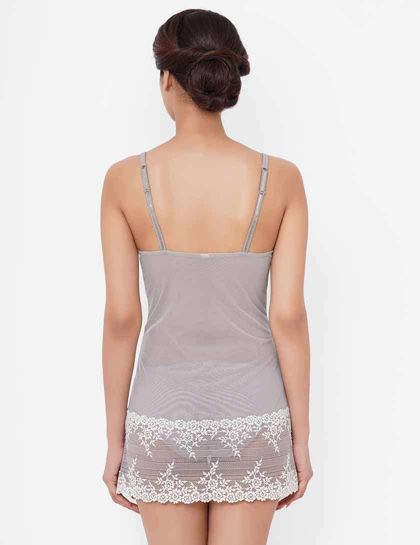 Embrace Lace  Non Padded  Non Wired Bridal Wear Short Lace Babydoll Chemise - Purple