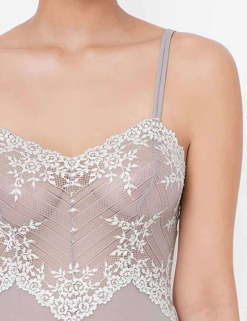 Embrace Lace  Non Padded  Non Wired Bridal Wear Short Lace Babydoll Chemise - Purple