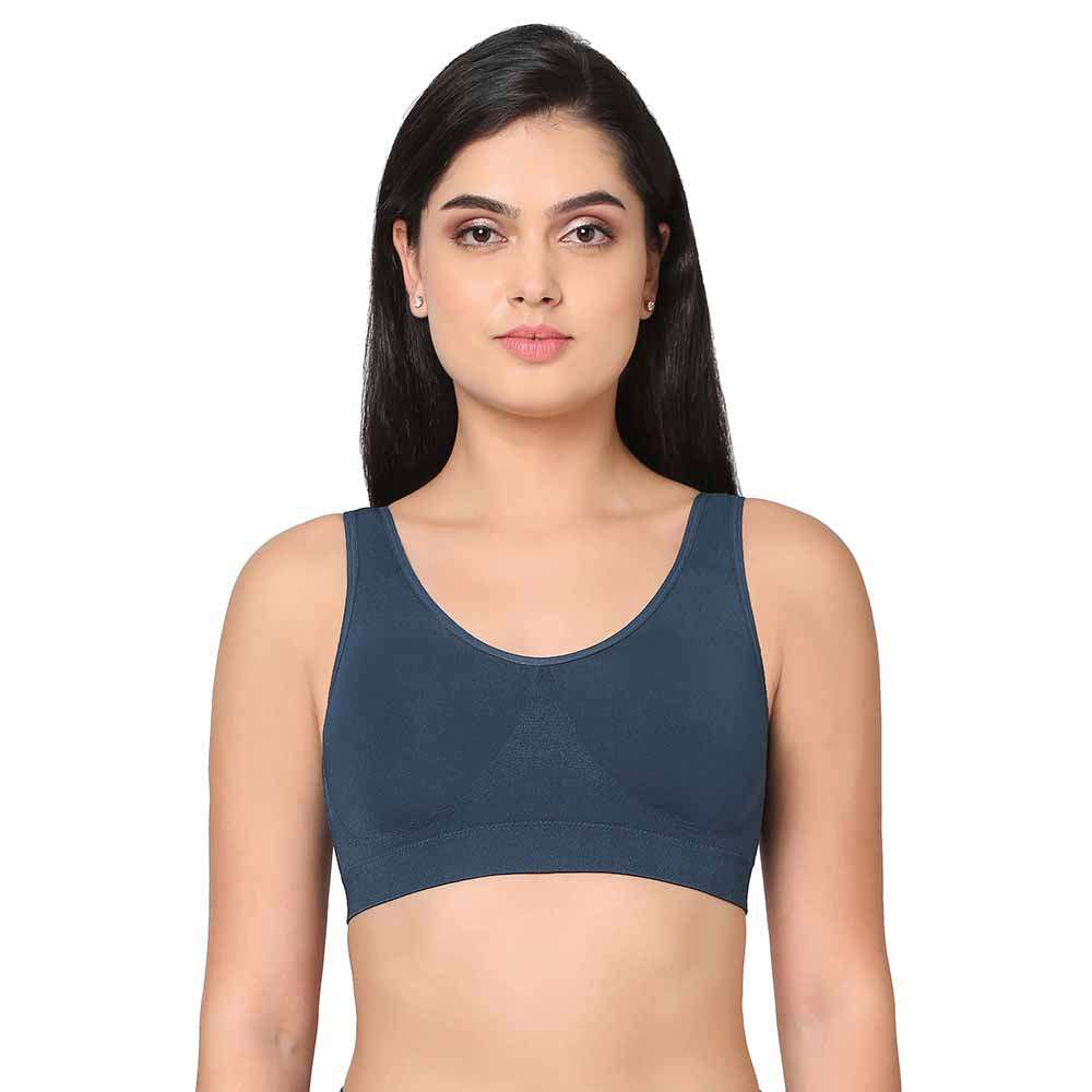 B-Smooth Padded Non-wired Full Cup Everyday Wear Full coverage Bralette - Navy Blue