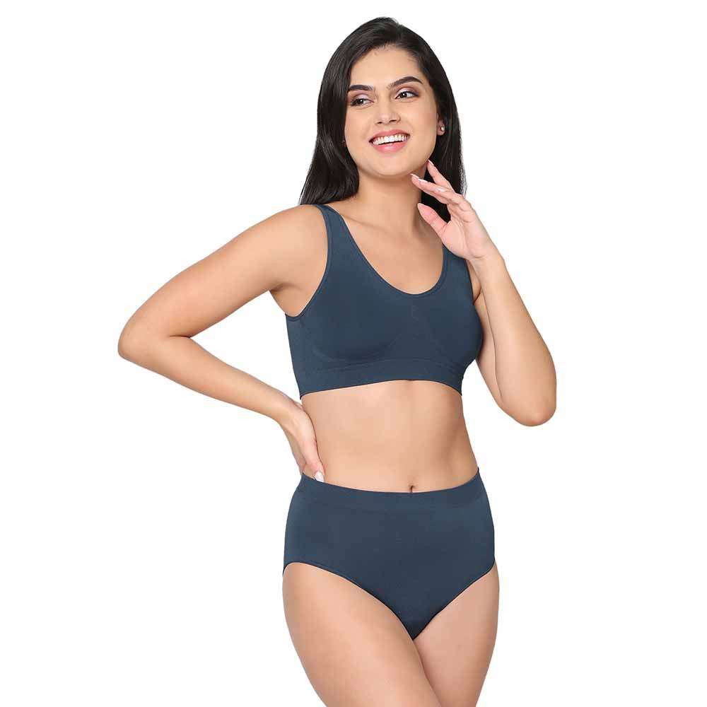 B-Smooth Padded Non-wired Full Cup Everyday Wear Full coverage Bralette - Navy Blue