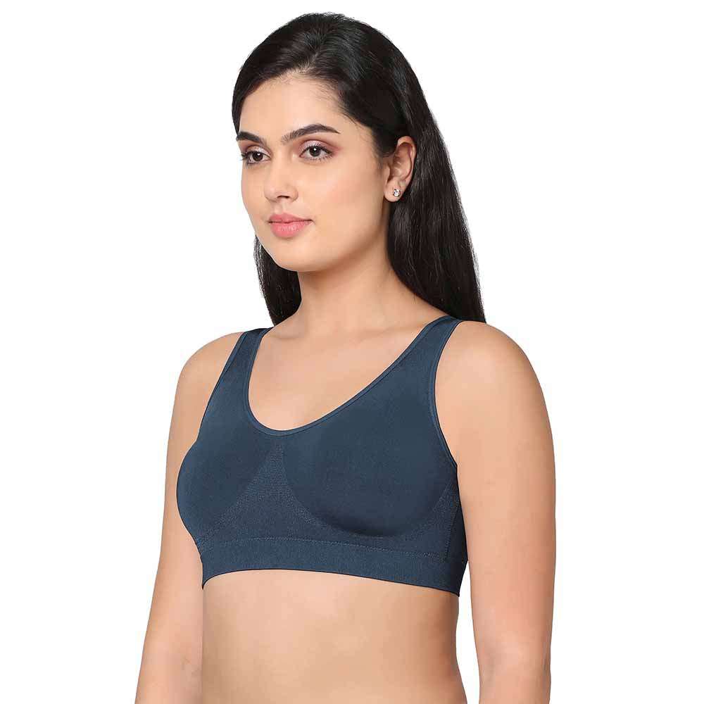 B-Smooth Padded Non-wired Full Cup Everyday Wear Full coverage Bralette - Navy Blue