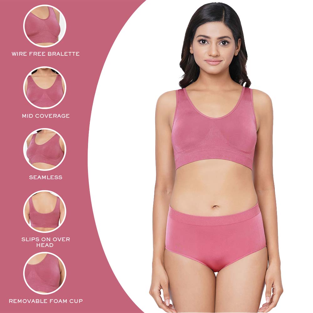 B-Smooth Padded Non-wired Full Cup Everyday Wear Full coverage Bralette - Pink