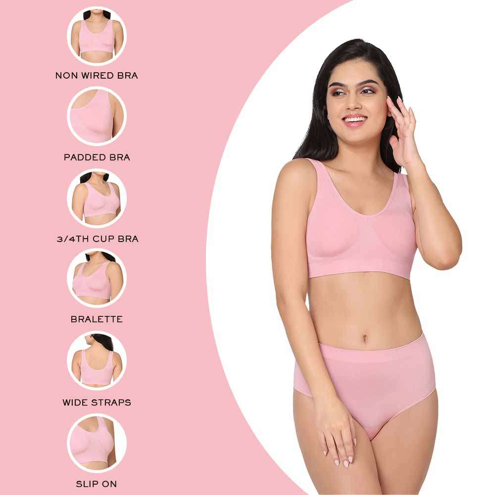 B-Smooth Padded Non-wired Full Cup Everyday Wear Full coverage Bralette - Light Pink