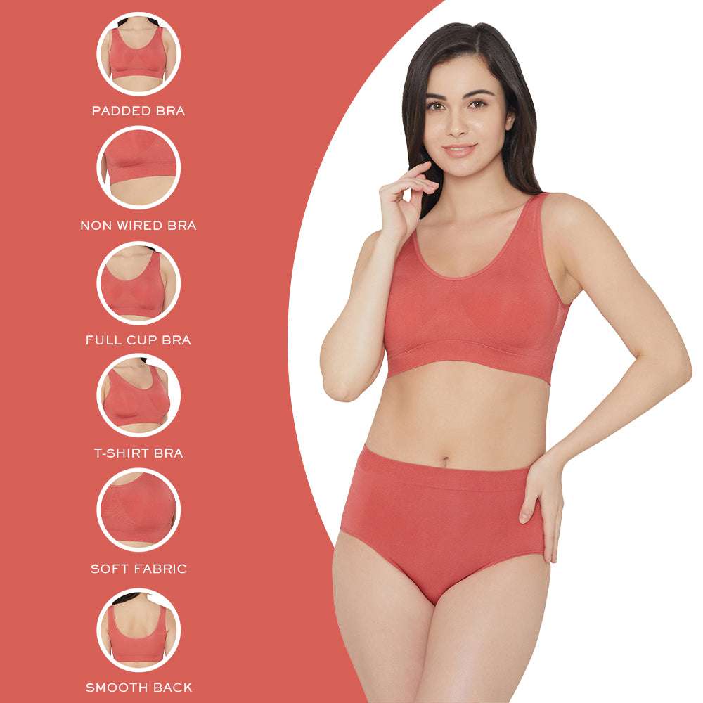 B-Smooth Padded Non-wired Full Cup Everyday Wear Full coverage Bralette - Red