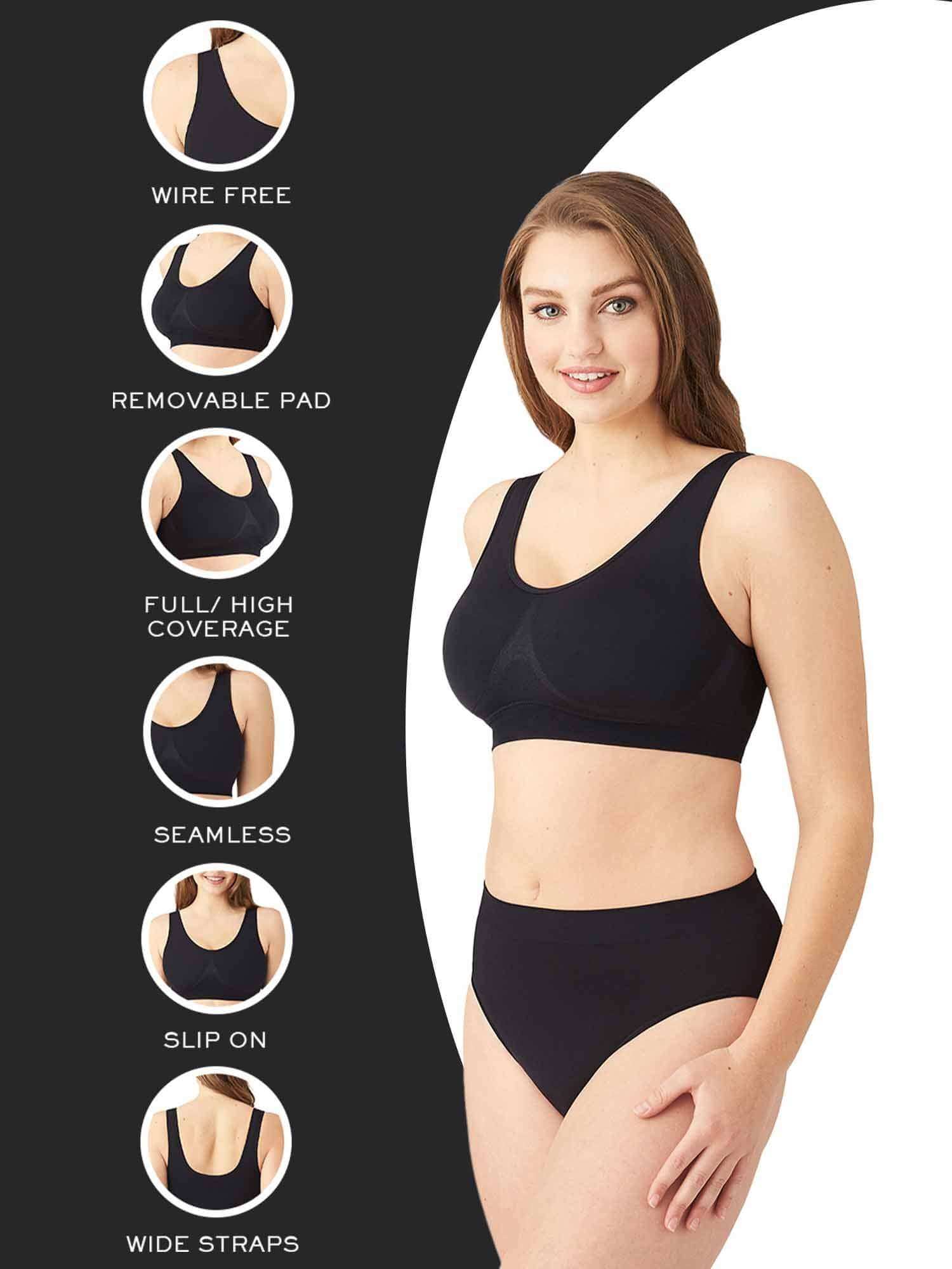 Comfyin Wireless Bras 3-Pack - Non Wired Seamless Bralettes With Removable Pads