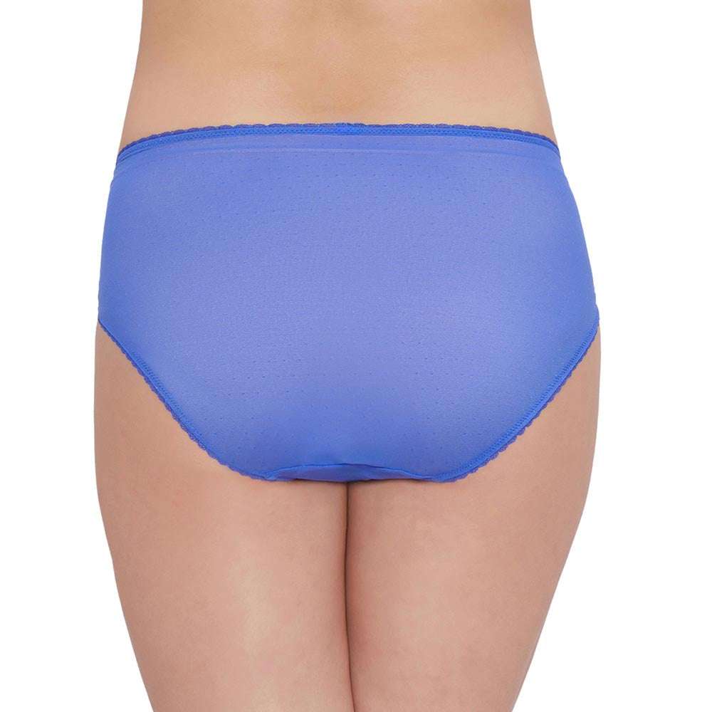 Retro Chic High Waist Full Coverage Everyday Wear Lace Panty - Blue