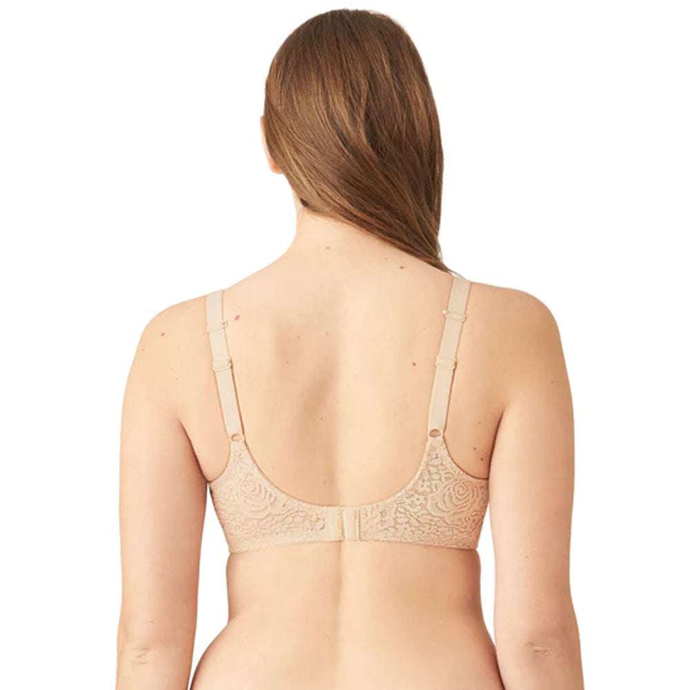 Halo Lace Non-Padded Wired Full Cup Lace Everyday Comfort  Bra - Beige