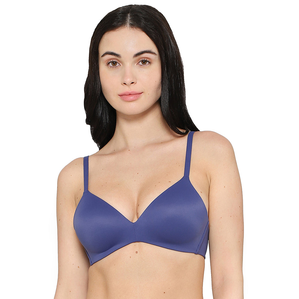 How Perfect Padded Non-wired 3/4th Cup Medium Coverage Seamless T-Shirt Bra -Blue