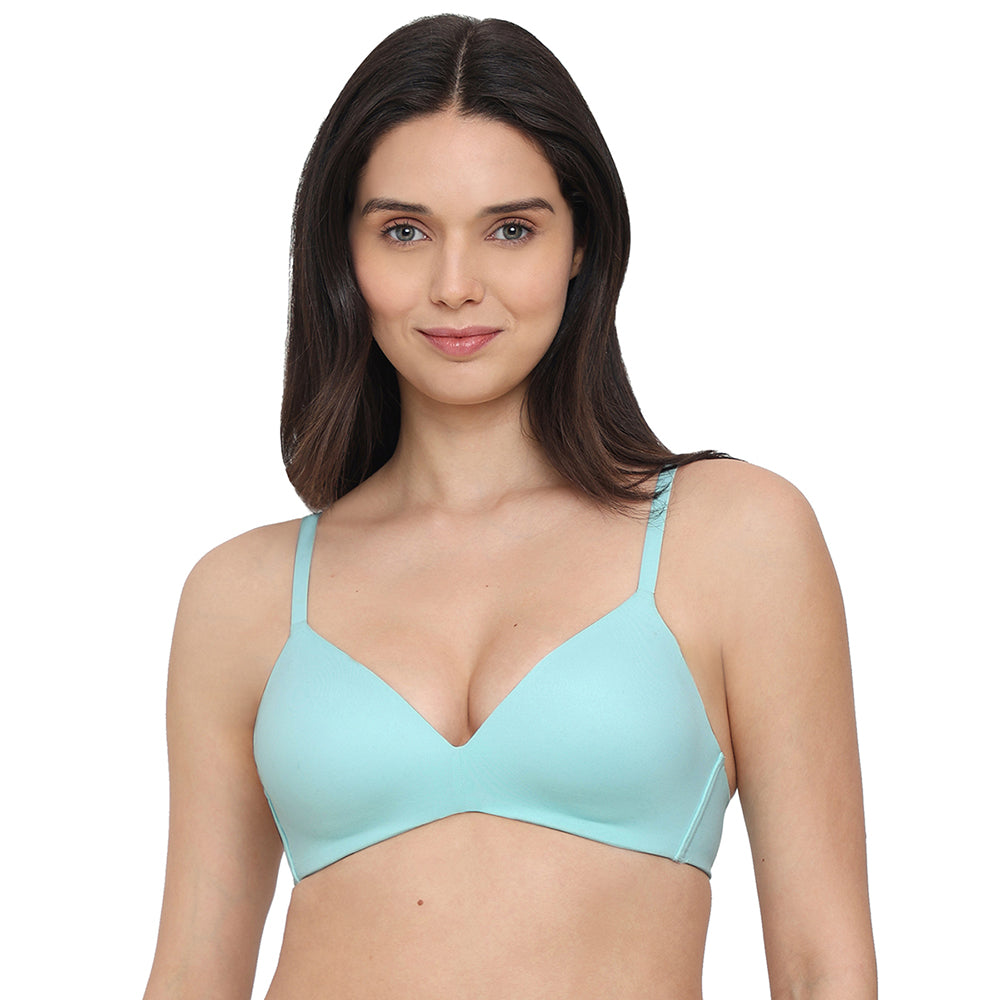 How Perfect Padded Non-wired 3/4th Cup Medium Coverage Seamless T-Shirt Bra - Aqua