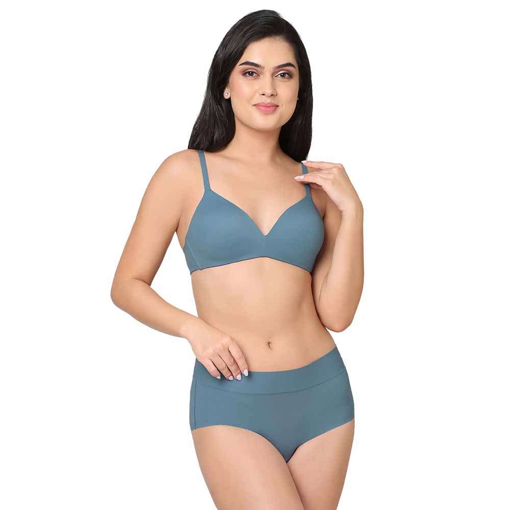 How Perfect Padded Non-wired 3/4th Cup Medium Coverage Seamless T-Shirt Bra - Blue