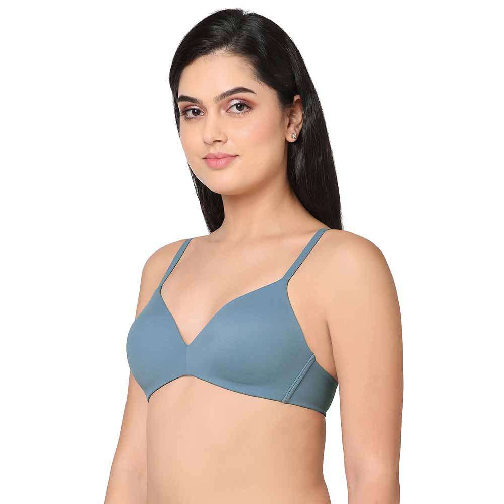 How Perfect Padded Non-wired 3/4th Cup Medium Coverage Seamless T-Shirt Bra - Blue