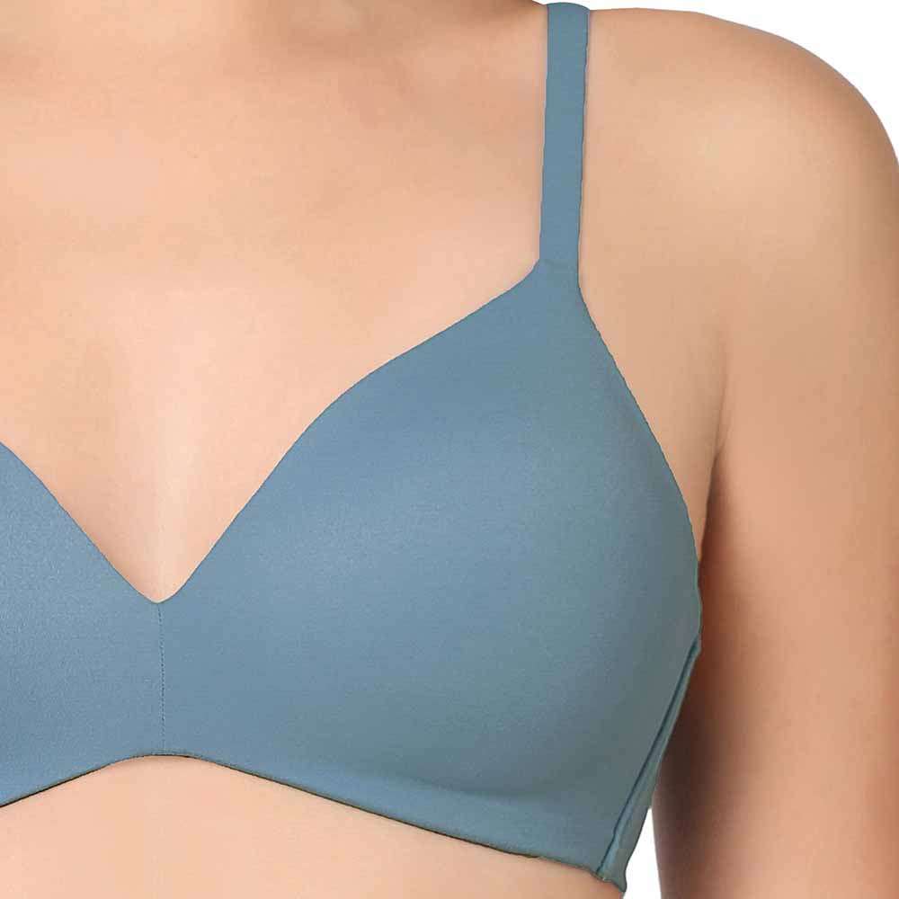 How Perfect Padded Non-wired 3/4th Cup Medium Coverage Seamless T-Shirt Bra - Blue