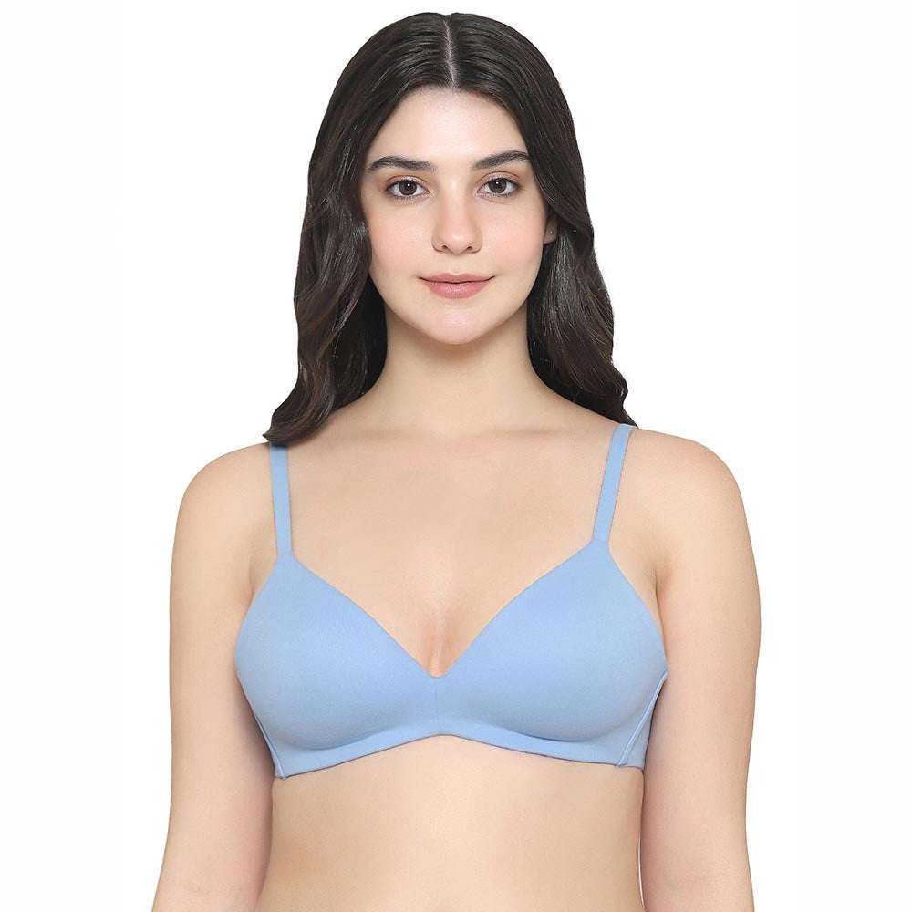 How Perfect Padded Non-wired 3/4th Cup Medium Coverage Seamless T-Shirt Bra - Sky Blue