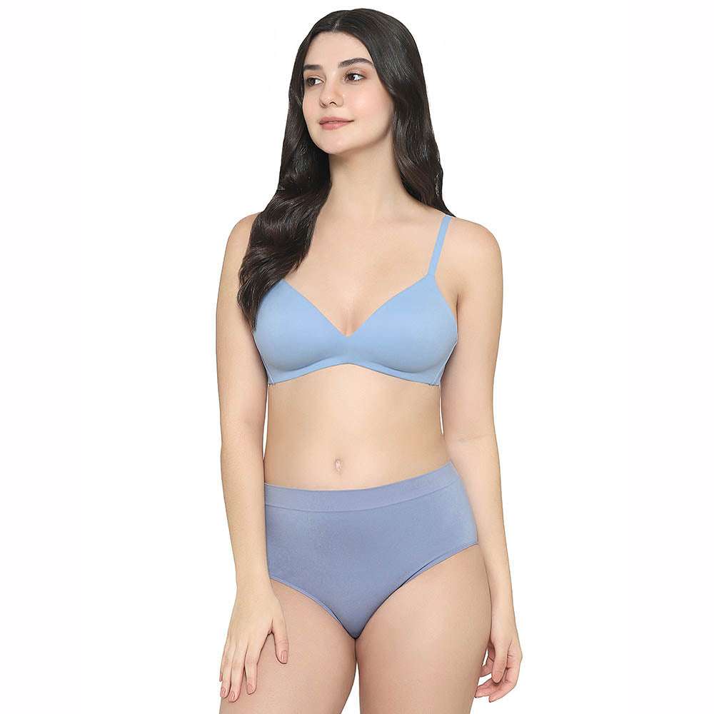 How Perfect Padded Non-wired 3/4th Cup Medium Coverage Seamless T-Shirt Bra - Sky Blue