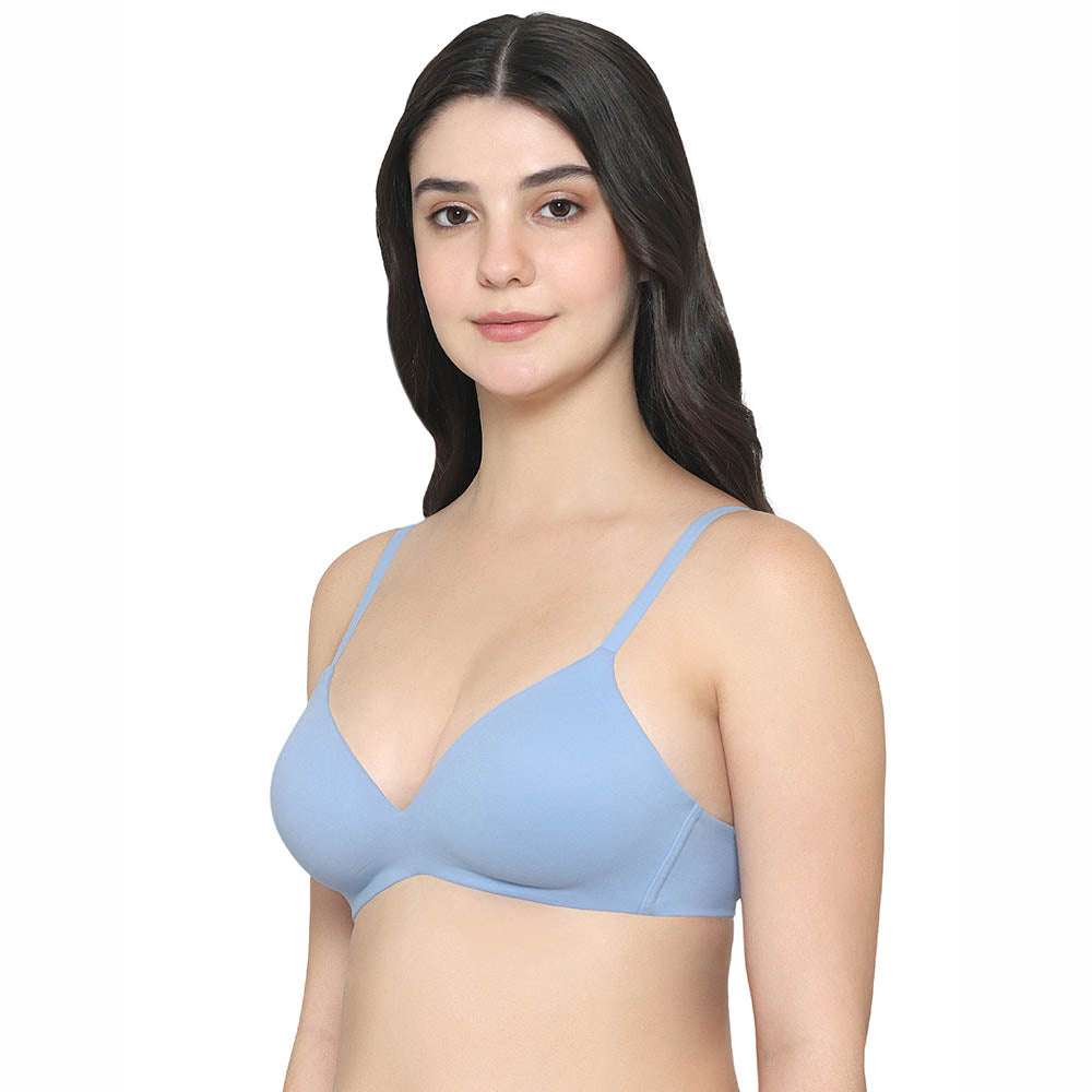 How Perfect Padded Non-wired 3/4th Cup Medium Coverage Seamless T-Shirt Bra - Sky Blue