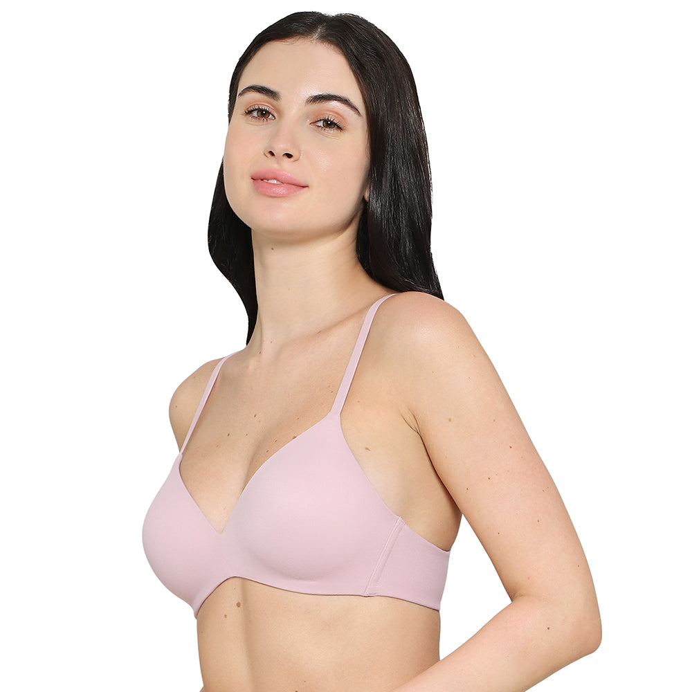 How Perfect Padded Non-wired 3/4th Cup Medium Coverage Seamless T-Shirt Bra - Pink