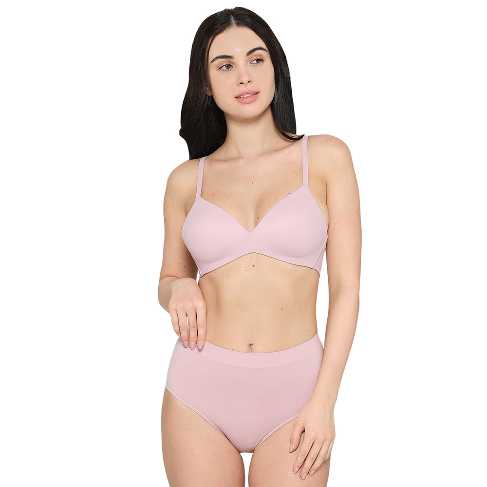 How Perfect Padded Non-wired 3/4th Cup Medium Coverage Seamless T-Shirt Bra - Pink