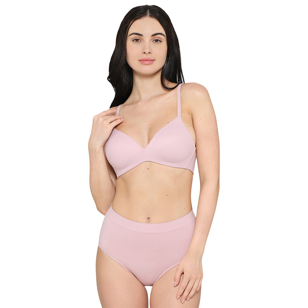 How Perfect Padded Non-wired 3/4th Cup Medium Coverage Seamless T-Shirt Bra - Pink