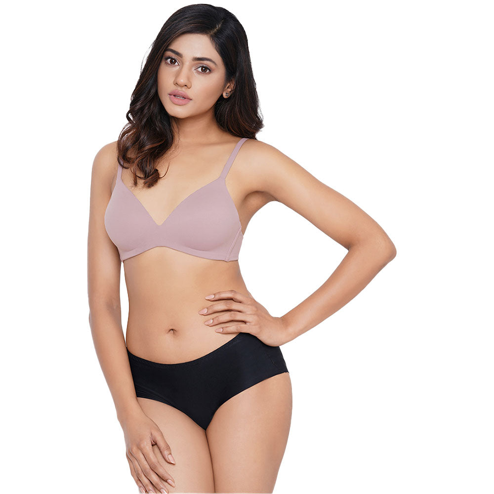 How Perfect Padded Non-wired 3/4th Cup Medium Coverage Seamless T-Shirt Bra - Mauve