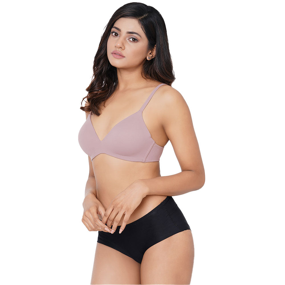How Perfect Padded Non-wired 3/4th Cup Medium Coverage Seamless T-Shirt Bra - Mauve