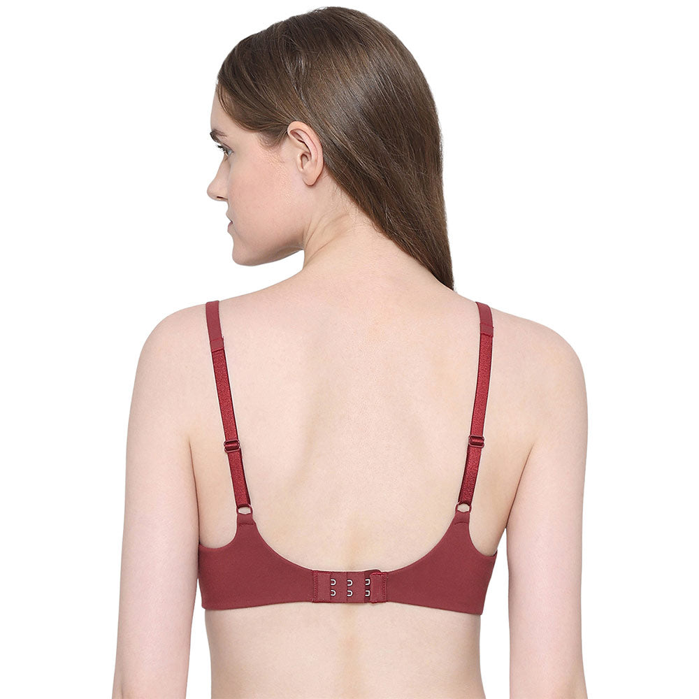 How Perfect Padded Non-wired 3/4th Cup Medium Coverage Seamless T-Shirt Bra - Maroon
