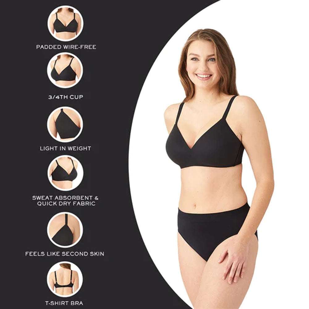 How Perfect Padded Non-wired 3/4th Cup Medium Coverage Seamless T-Shirt Bra - Black