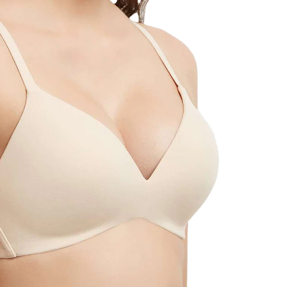 How Perfect Padded Non-wired 3/4th Cup Medium Coverage Seamless T-Shirt Bra - Beige