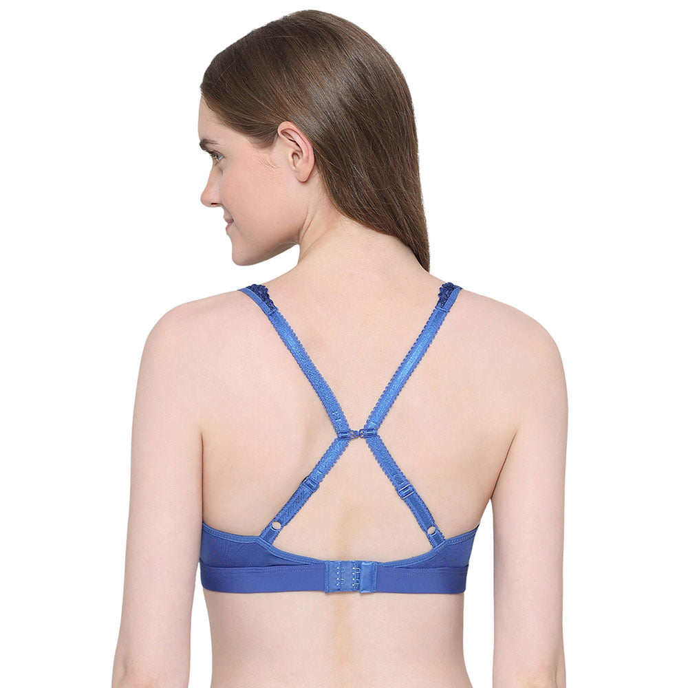 Embrace Lace Non Padded Non Wired 3/4th Cup Bridal Wear Medium coverage Lace Bralette - Dark Blue