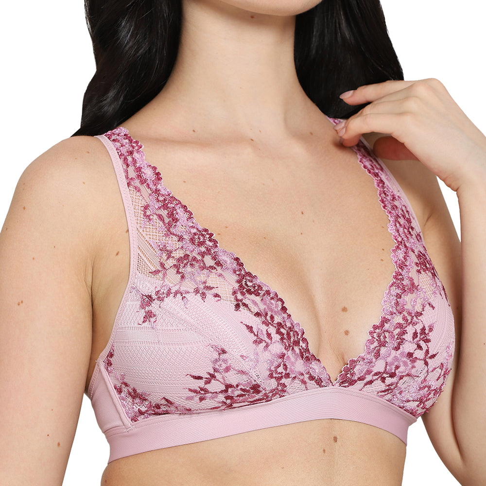 Embrace Lace Non Padded Non Wired 3/4th Cup Bridal Wear Medium coverage Lace Bralette - Pink