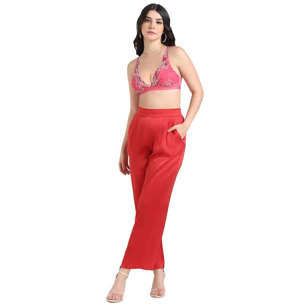 Embrace Lace Non Padded Non Wired 3/4th Cup Bridal Wear Medium coverage Lace Bralette - Pink