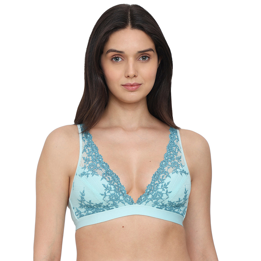 Embrace Lace Non Padded Non Wired 3/4th Cup Bridal Wear Medium coverage Lace Bralette - Aqua