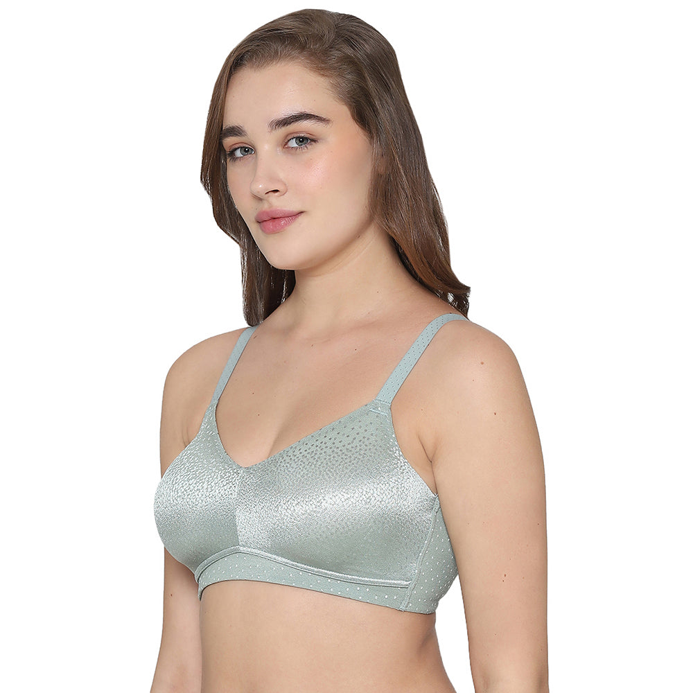 Back Appeal Non Padded Non-Wired Full Cup Everyday Wear Plus Size Seamless Full Support Bra - Green