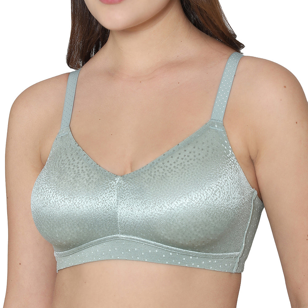 Back Appeal Non Padded Non-Wired Full Cup Everyday Wear Plus Size Seamless Full Support Bra - Green